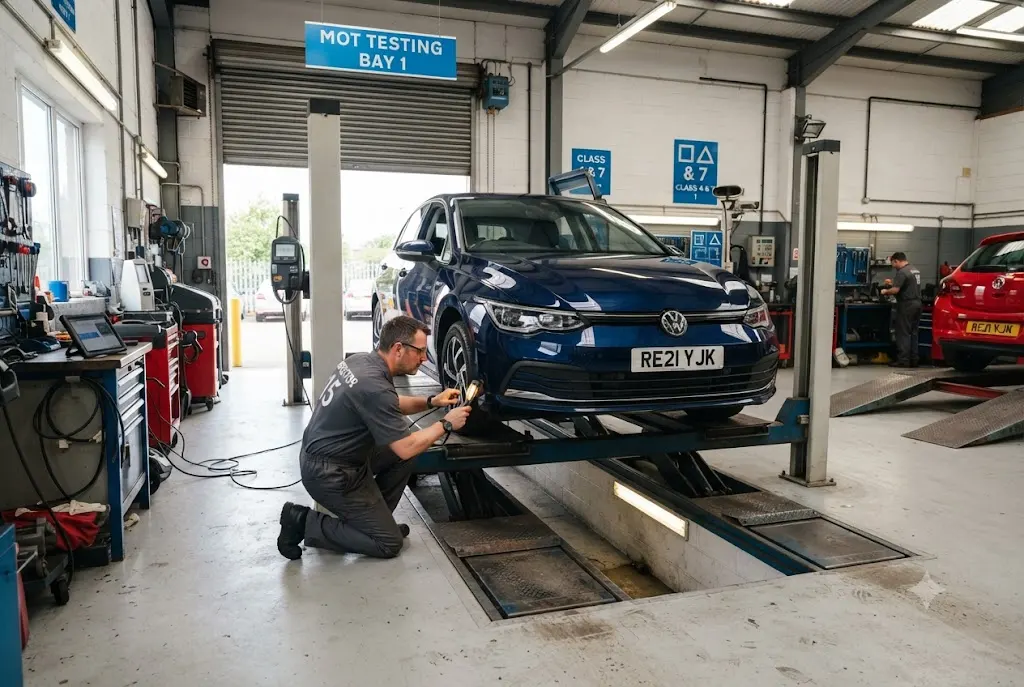 Professional MOT inspection for MOT new cars at a certified UK testing centre.
